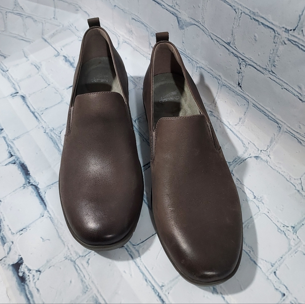 Dansko Linley Loafers Women 41 Burnished Leather Shoe Brown Slip On Comfort 10.5